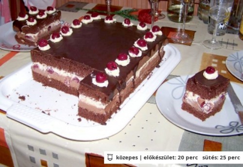 Csokikrémes-meggyes süti