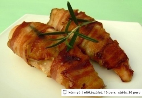 Baconbe göngyölt csirkemell recept
